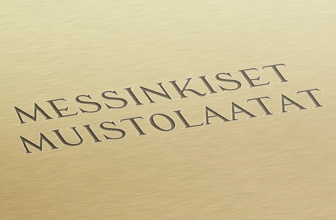 Muistolaatta.fi:n messinkisten muistolaattojen materiaalikuva